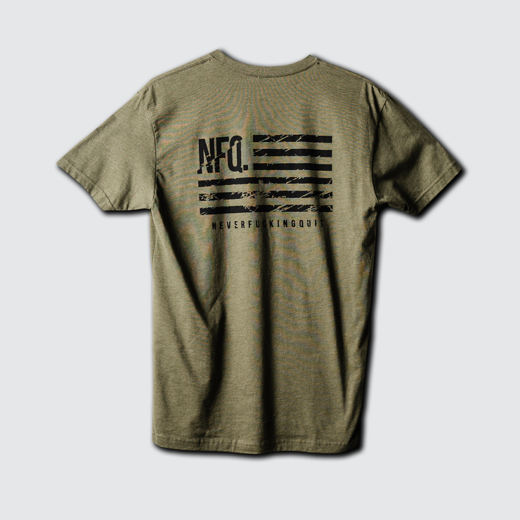 Basic Training Tee - Distressed NFQ Flag OD Green